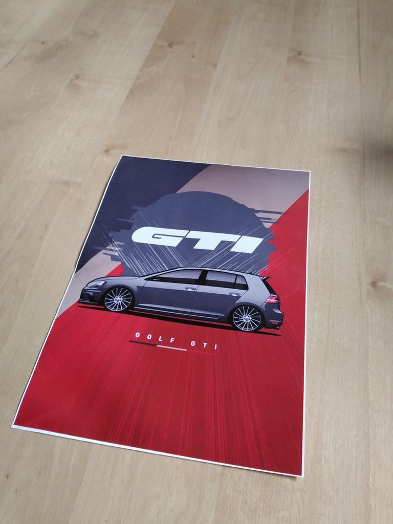 Canvas poster golf GTI, Minder dan 50 cm, Nieuw, Ophalen of Verzenden, Foto of Poster