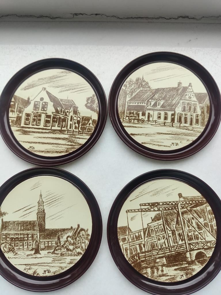 4 onderzetters fabriek "FOKKER" Hoogeveen mei 1981, Ophalen of Verzenden, Glas of Kopje