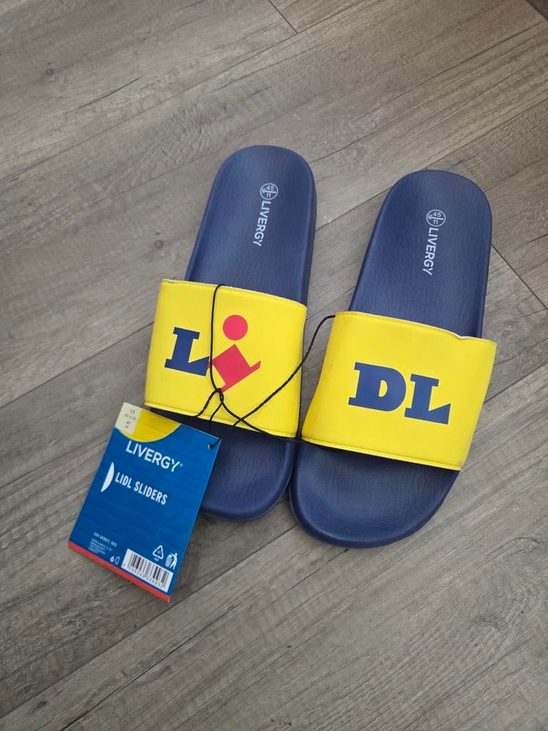 Nieuwe Lidl slippers - maat 45, Kleding | Heren, Schoenen, Slippers, Blauw, Lidl, Nieuw