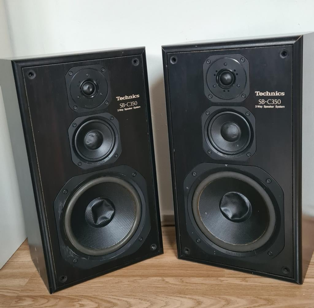 Technics SB-C350 3-weg speakersysteem - 1 tweeter kapot, Gebruikt, 60 tot 120 watt, Front, Rear of Stereo speakers, Ophalen