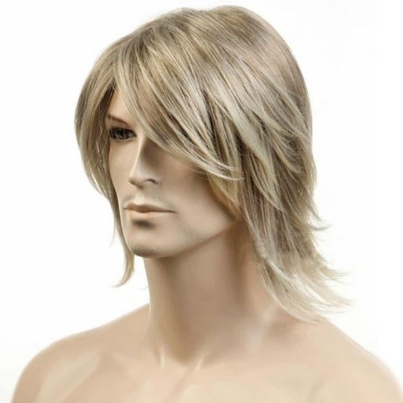 Mannenpruik halflang nonchalant haar blondmix, Verzenden, Nieuw, Pruik of Haarverlenging