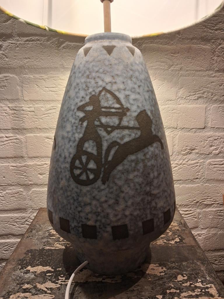 Vintage grote keramieken blauwe vloerlamp, Huis en Inrichting, Lampen | Vloerlampen, Ophalen of Verzenden, Nieuw, Minder dan 100 cm