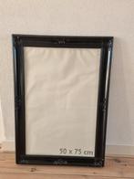 Zwarte spiegel met brocante look, 62x87 cm, Ophalen, Gebruikt, Minder dan 100 cm, Rechthoekig