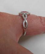 Zilveren ring met mooie stenen maat 19.25 nr.014, Verzenden, 19 tot 20, Zo goed als nieuw, Dame