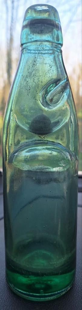 Antiek Groen Kogelflesje - Codd Neck Bottle - 24 cm, Ophalen of Verzenden