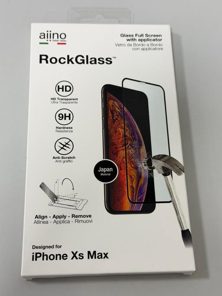 iPhone XS Max Screenprotector Glas 9H Glazen HD RockGlass, Telecommunicatie, Mobiele telefoons | Toebehoren en Onderdelen, Nieuw