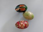 Handbeschilderde hout paaseieren en metalen eieren. Vintage, Ophalen of Verzenden