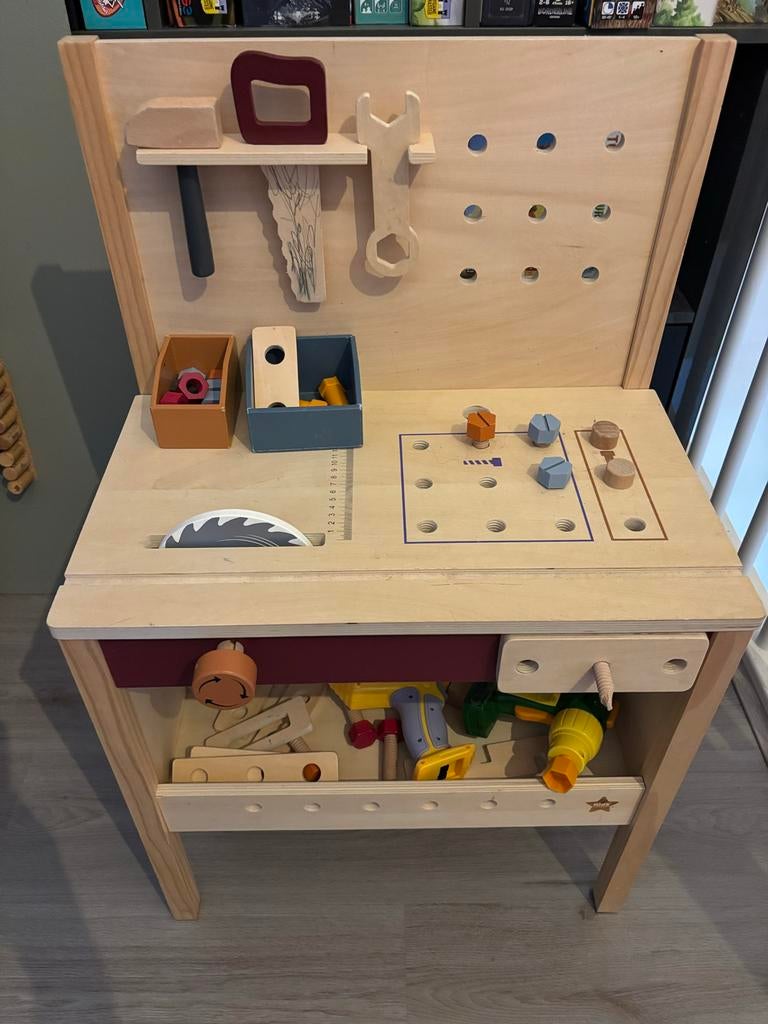 Houten werkbankje met toebehoren, Ophalen, Gebruikt, Jongen of Meisje