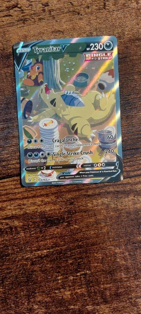 Tyranitar V ( Pokemon kaart) +Sleef en Harde sleef, Hobby en Vrije tijd, Verzamelkaartspellen | Pokémon, Zo goed als nieuw, Losse kaart