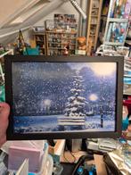 Licht gevend kerst schilderij sneeuw, Ophalen of Verzenden