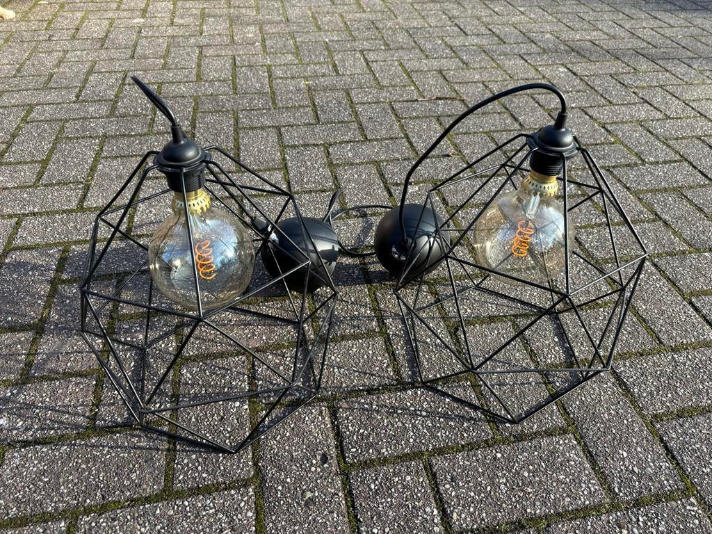 2x Ikea Brunsta hanglamp met filament lamp, Ophalen of Verzenden, Zo goed als nieuw, Metaal, Minder dan 50 cm