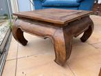Koloniale houten salontafel met sierlijke poten, Huis en Inrichting, Ophalen, Gebruikt, 50 tot 75 cm, Vierkant
