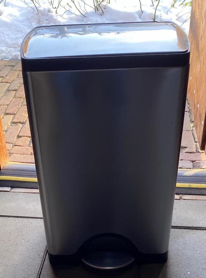 Simplehuman prullenbak, Huis en Inrichting, Woonaccessoires | Prullenbakken, Gebruikt, Rvs, 50 tot 75 cm, 30 tot 40 liter, Met pedaal