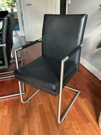 Stijlvolle Navarone Zwarte Lederen Stoelen set van 6, Huis en Inrichting, Stoelen, Ophalen, Zwart, Leer, Zo goed als nieuw