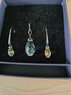 Oorbellen met ketting zilver christal, Hangers, Zo goed als nieuw, Zilver, Zilver