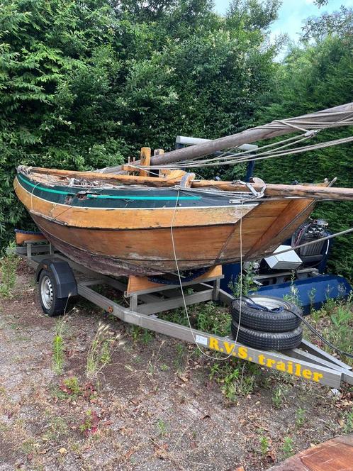 houten zeilboot INCL. trailers (1 RVS trialer), Watersport en Boten, Open zeilboten, Gebruikt, Overige typen, 3 tot 6 meter, Hout