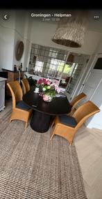 Rieten Eetkamerstoelen 4x Lloyd Loom Furniture, Ophalen, Gebruikt, Bruin, Vintage