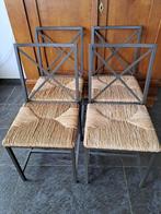 4 eetkamerstoelen grijs metaal design € 15,- / stuk, Ophalen, Gebruikt, Vier, Metaal