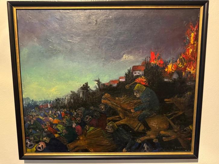 Fraai olieverfschilderij, doek van Sylvain Beerens, 63x53cm, Antiek en Kunst, Kunst | Schilderijen | Klassiek, Ophalen