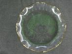 Brocante ronde glazen schaal met kantmotief / 21 cm, Antiek en Kunst, Ophalen of Verzenden