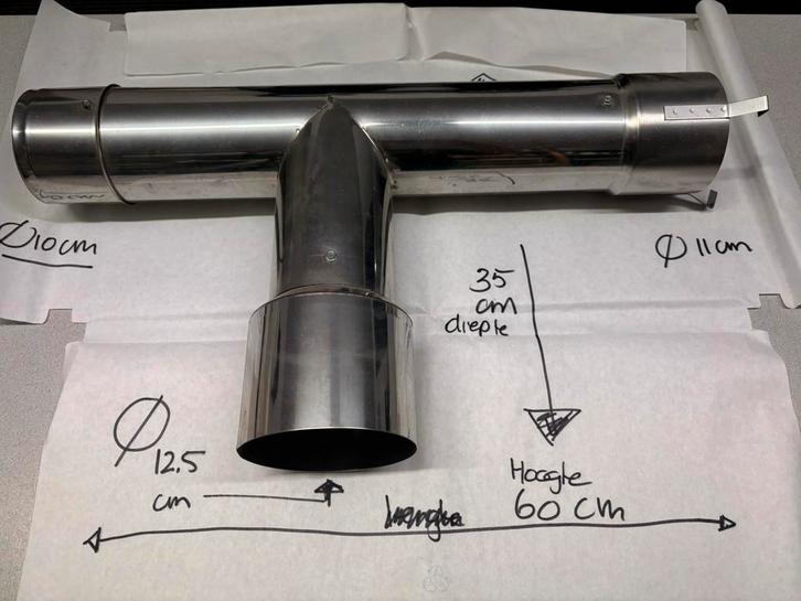 Enkelwandige RVS Rookkanaal of kachelpijp T-model, Huis en Inrichting, Kachels, Nieuw, Houtkachel, Hout, Ophalen of Verzenden