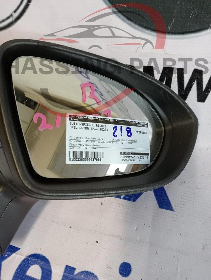 Opel Astra Buitenspiegel Rechts 2020, Auto-onderdelen, Spiegels, Opel, Gebruikt, Ophalen of Verzenden