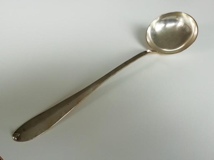 Klassieke verzilverde soeplepel, gemerkt, Antiek en Kunst, Antiek | Bestek, Ophalen