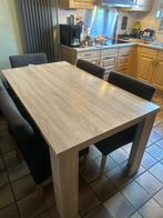 Eettafel whitewash met 6 stoelen, Huis en Inrichting, Tafels | Eettafels, Ophalen, Gebruikt, 50 tot 100 cm, Vijf personen of meer
