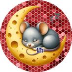 LF3995 ouwel muis kaas maan 20x4,7cm eetbare rondjes vers, Ophalen of Verzenden, Nieuw, Cupcakes, Versiering