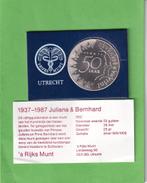 50 Gulden 1987 FDC met Boekje in een Doosje, Postzegels en Munten, Munten | Nederland, Verzenden, Koningin Beatrix, Zilver, Losse munt
