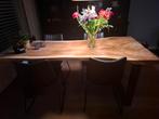 Houten eettafel met stoelen, Huis en Inrichting, Ophalen, Gebruikt, 50 tot 100 cm, Metaal