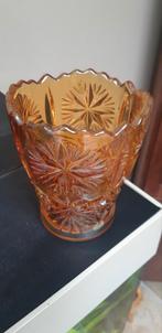 Oranje kristallen vaas met ster motief, Antiek en Kunst, Ophalen of Verzenden