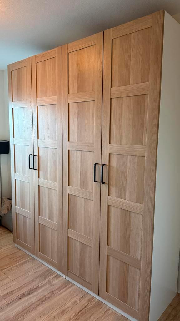 Ikea Paxkast 2m breed, wit gelazuurd eiken, Huis en Inrichting, Kasten | Kledingkasten, Zo goed als nieuw, 200 cm of meer, 50 tot 75 cm