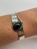 Z429 Prachtige zilveren modernist armband onyx, Sieraden, Tassen en Uiterlijk, Ophalen of Verzenden, X, Met edelsteen, Zilver