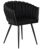Wave Chair Black – Luxe Eetkamerstoelen Zwart Velvet, Verzenden, Japandi, Hotel Chique, Modern, Zwart, Metaal