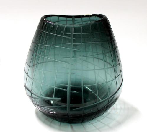 Schitterende Modernistische Tuit Bolvaas Grijsgroen Kristal, Antiek en Kunst, Antiek | Glas en Kristal, Verzenden