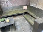 Houten tuinbank met tafeltje, Doe-het-zelf en Verbouw, Plank, Gebruikt, Steigerhout, 25 tot 50 mm