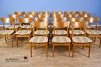 Deense stoelen teak vintage horecainrichting 60s, Huis en Inrichting, Stoelen, Vier, Gebruikt, Stof, Bruin
