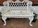 Brocante gietijzeren tuinbank - wit, Ophalen of Verzenden