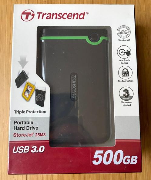 Transcend 500GB USB 3.0 harddisk type: StoreJet 25M3 NIEUW!, Computers en Software, Harde schijven, Nieuw, Laptop, USB, Verzenden