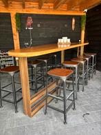Prachtige eikenhouten bartafel met 12 barkrukken, Ophalen of Verzenden, Gebruikt
