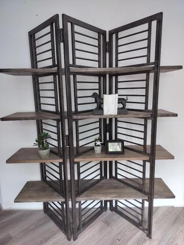 Roomdivider metaal mangohout zgan bijzonder origineel beschikbaar voor biedingen