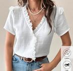 Witte V hals blouse maat L, Kleding | Dames, Maat 38/40 (M), Verzenden, Wit, Zo goed als nieuw
