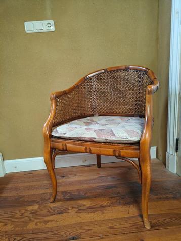 Vintage webbing fauteuil – teak look | stijlvolle klassieker beschikbaar voor biedingen