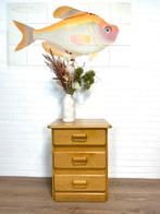 Vintage ladekast nachtkastje halkast kast, Ophalen, Gebruikt, Eikenhout, 50 tot 100 cm