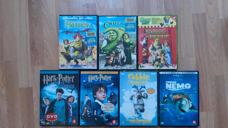 DVD Collectie: Shrek, Harry Potter, Nemo, Robbie, Cd's en Dvd's, Dvd's | Kinderen en Jeugd, Zo goed als nieuw, Film, Komedie, Alle leeftijden