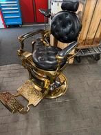 Super gave kappersstoel barbiers stoel met leer en goud, Huis en Inrichting, Stoelen, Ophalen, Barok old stuf replica, Zwart, Zo goed als nieuw