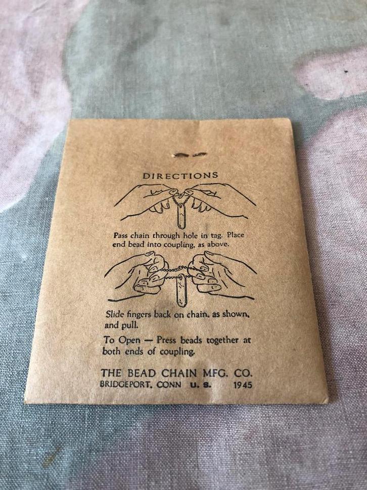 us army ww2 identification tag necklace, Verzamelen, Militaria | Tweede Wereldoorlog, Ophalen of Verzenden