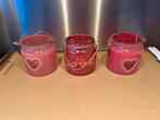 3 roze windlichten waxinelichthouders Riverdale, Ophalen of Verzenden, Zo goed als nieuw, Overige materialen, Minder dan 25 cm