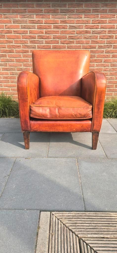 Schapenleren fauteuil, Antiek en Kunst, Antiek | Meubels | Stoelen en Banken, Ophalen